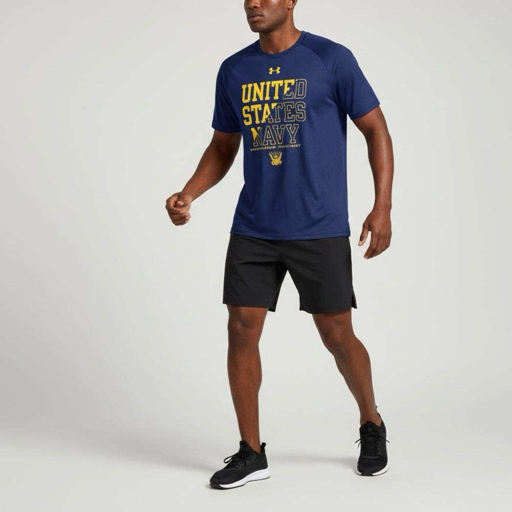 Under Armour US Navy T-Shirt Size M XL Blue Loose Athletic NWT